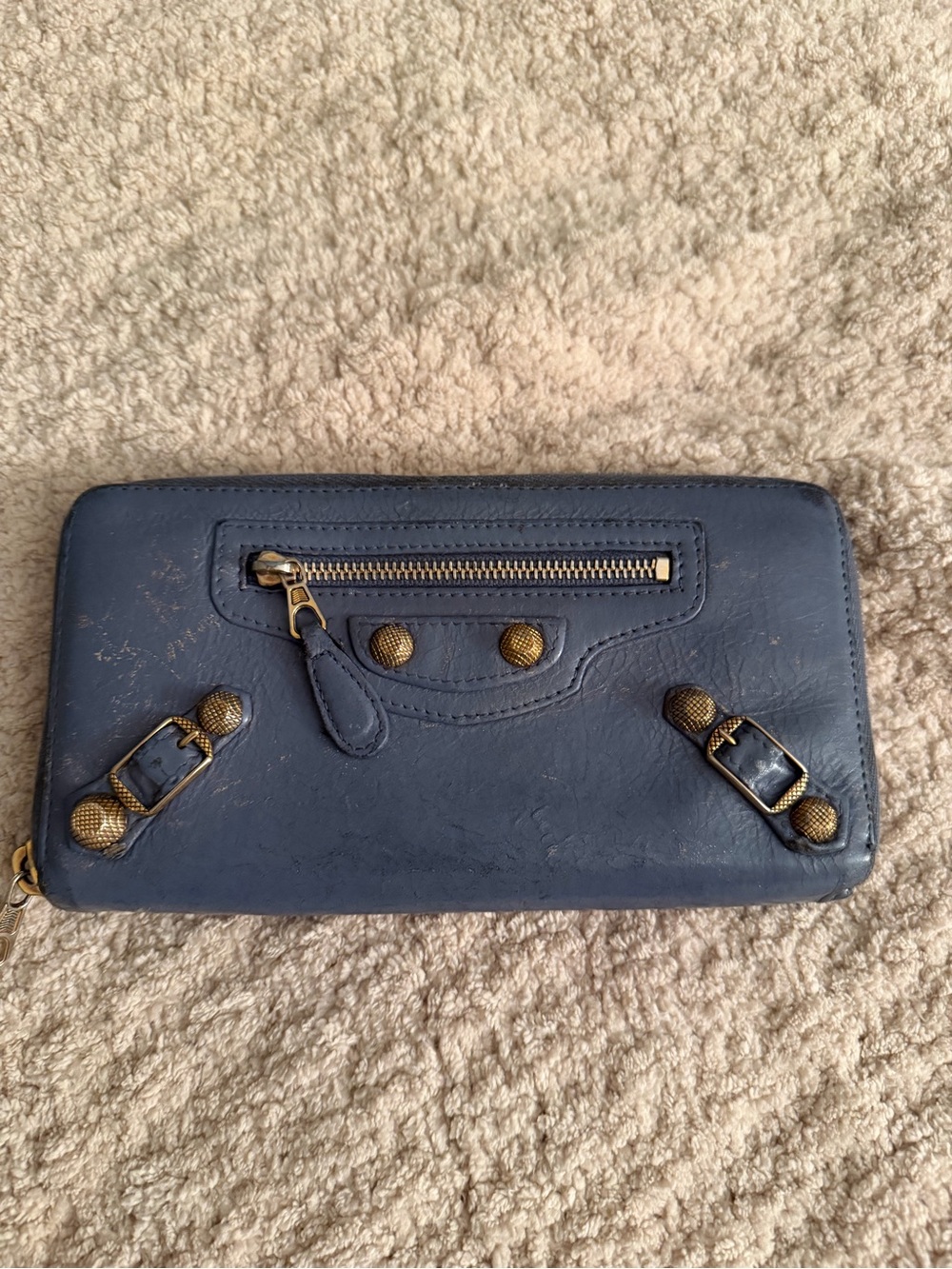Balenciaga Zip-Around Wallet with Gold Hardware